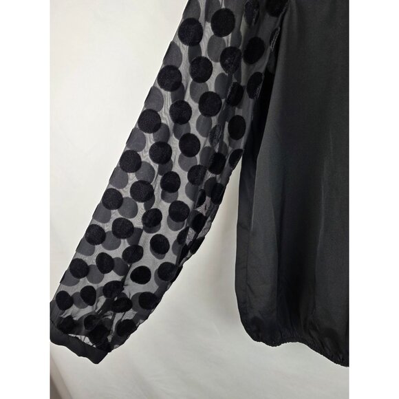 Nine West Vintage America Women's Top Size Medium Black Polka Dot Shirt Blouse - Picture 6 of 12
